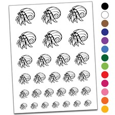 Hermit Crab Spiral Shell Crustacean Temporary Tattoo Water Resistant Set