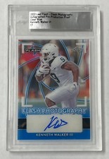 Kenneth Walker 2022 Leaf Flash Pre-Production 1/1 Clear Blue Auto Rookie Card