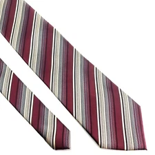 Bergamo Polyester Tie Red Tan Striped
