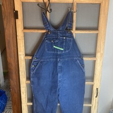 Key Imperial Men's Blue Denim Bibs Sz 44x28 Clean