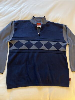 Pineapple Connection Mens Large Long Sleeved Pullover Sweater 1/4 Zip Very Nice!