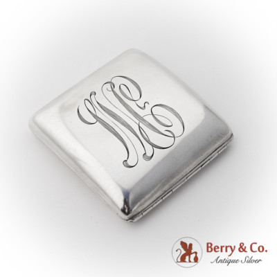 Curved Square Form Cigarette Case Sterling Silver Mono WC TWA 1922