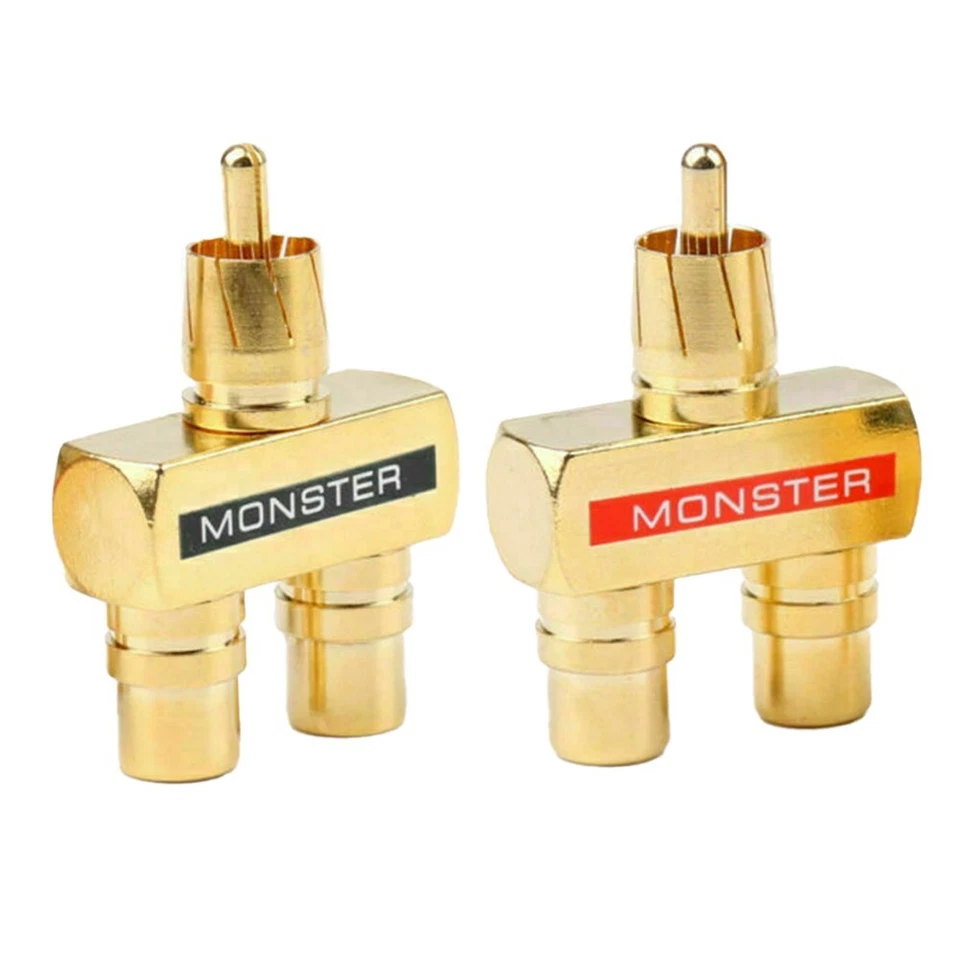 Dual For RCA Audio Y Adapter Gold Plated 1 Male to 2 Female Connectors (2pcs - Image 3 of 4