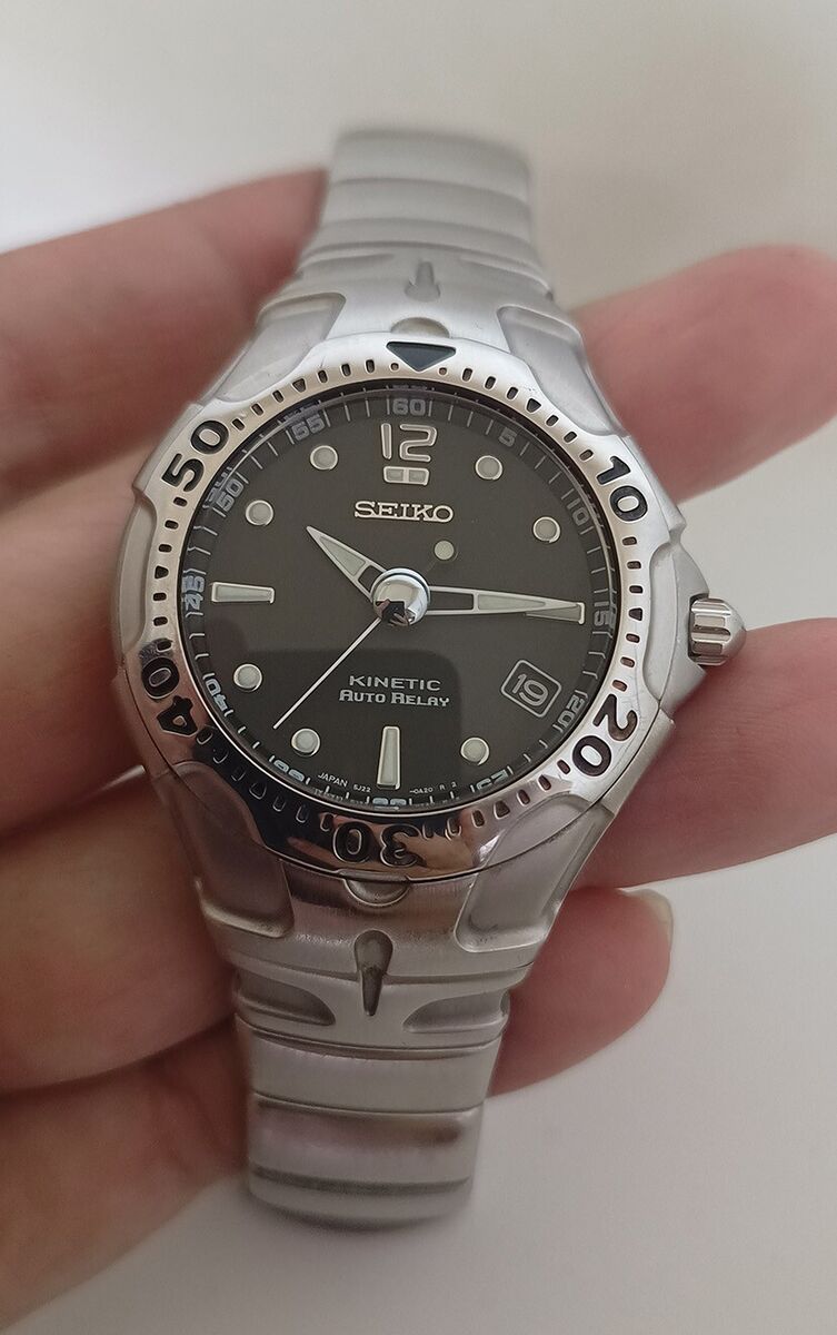 超美品 SEIKO RARE KINETIC JAPAN DIAL BLACK 5J22-0A50 RELAY AUTO その他