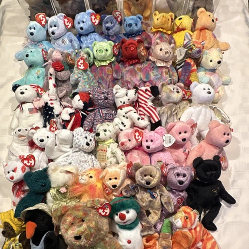 New ListingVtg Ty Beanie Babies 90s-00s Retired Original 54 Lot Bears & Animals Assorted
