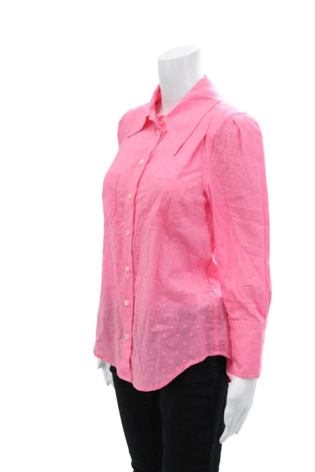Camisa Smythe Mujer Algodón Lunares Manga Larga Abotonada Rosa Talla S Foto 2 de 4