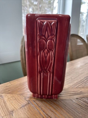 Vintage Nelson McCoy Macaroon Tall Pottery Vase