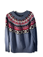 VTG Men's Ralph Lauren L Chaps Sweater Blue Red Classic Fair Isle Jumper  8914