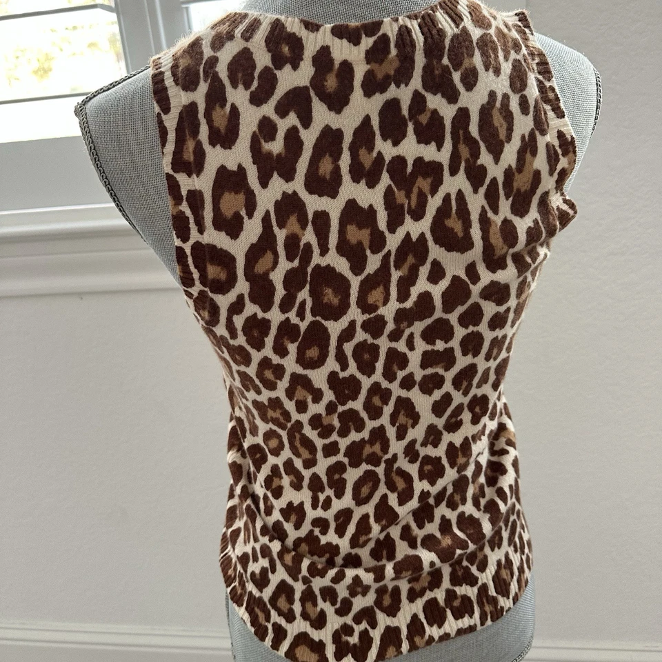 Suéter Top J Crew 100% Cachemira Leopardo Guepardo Estampado Jirafa Para Mujer XS Elegante Foto 3 de 4