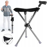 Gehstock Mit SitzfläChe / Leichter Sitzstock Aus Edelstahl Bis 100 Kg Belastbar
