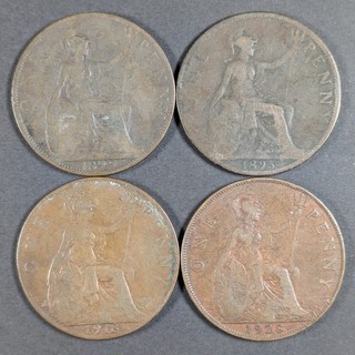 Great Britain Pennies Lot of 4 Different Dates F/VF