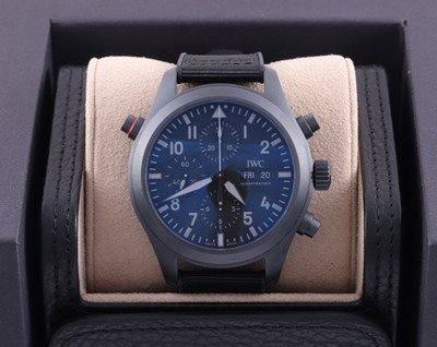 IWC Pilot's Watch Double Chronograph Top Gun Ceratanium Box/Papers IW371815