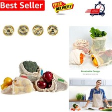 Mesh/Produce Reusable Cotton Drawstring Grocery, Vegetable Storage Bags 1, Sm...