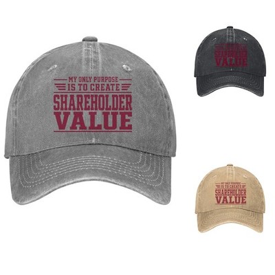 Shareholder Value Baseball Cap Sarcastic Adjustable Dad Hat