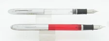 2Sheaffer School Transparent Red & Clear Fountain Pens - 1 Fine, 1 Medium Nib
