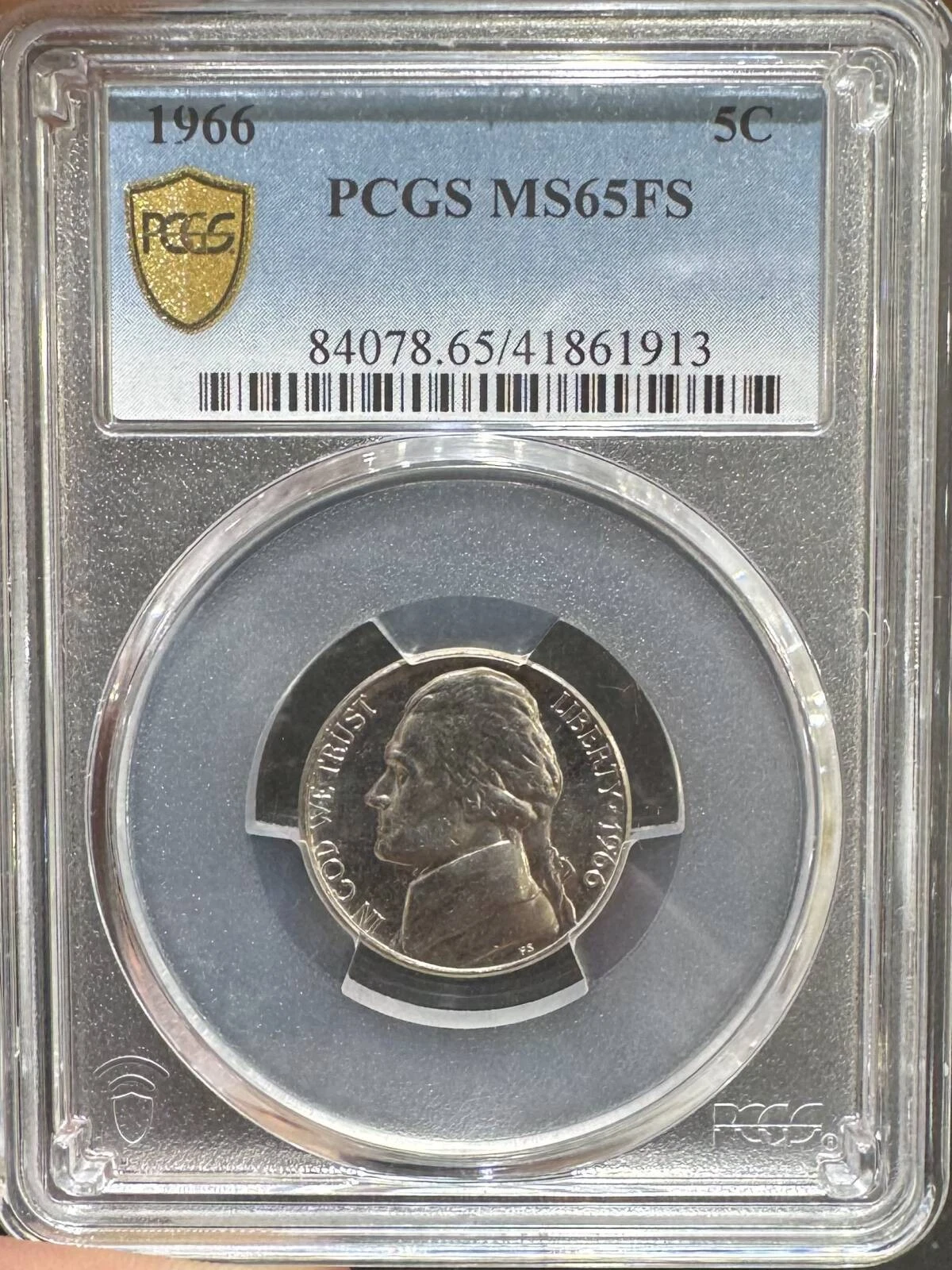 1966 P Jefferson Nickel PCGS MS-65 FS