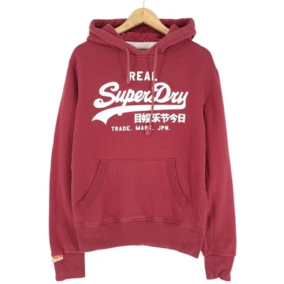 Hoodie Vintage Superdry à Capuche Homme Rouge En Coton Gl0 Taille S - Photo 1/4