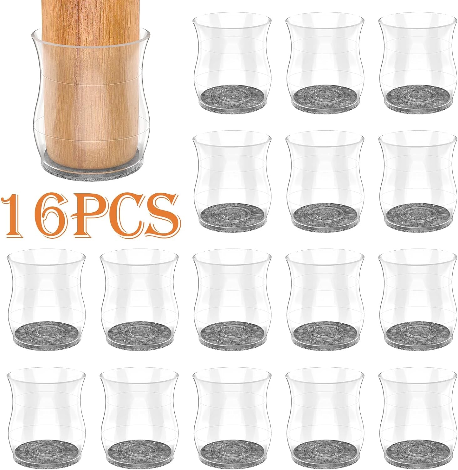 Защитные накладки для ножек стульев KppeX 16 шт для мебели среднего размера - Прозрачные 3890₽