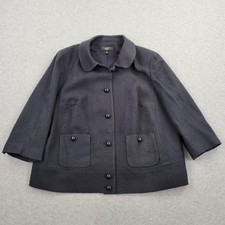 Talbots Blazer Womens 16W Black Wool Acrylic Button Long Sleeve