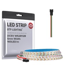 BTF-LIGHTING WS2812B IC RGB 5mm Ultra Narrow LED Strip 3.2FT, Multicolor