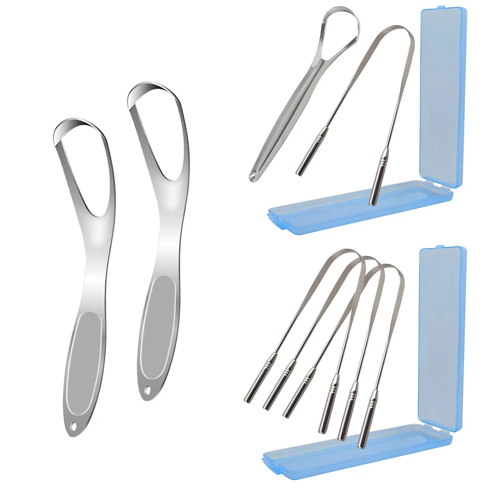 OMNIA ONE CORPORATION Medical Grade Tongue Scraper Stainless Steel Tongue Cleaner Metal Tongue Scraper