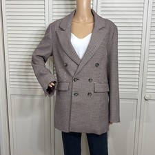 Favorite Daughter Houndstooth Print Blazer Stretch Burgundy Business Large