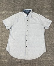 Robert Graham Shirt Mens M Light Blue Short Sleeve Stretch Bandana Print