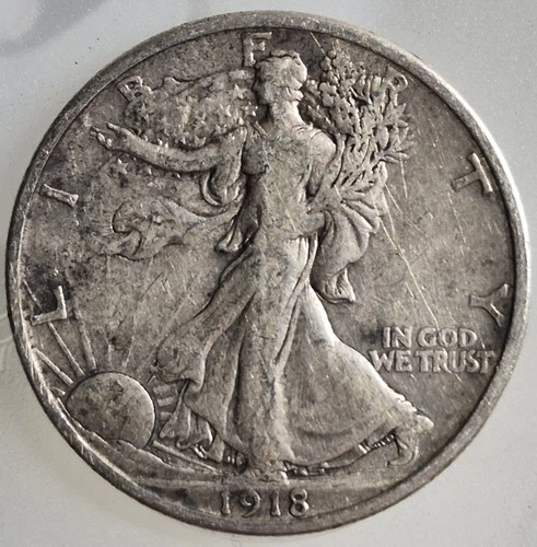 1918-D Walking Liberty Silver Half Dollar | Denver Mint | AG/G - Surface Stain