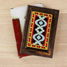 Vintage Persian Pocket Mirror Case Embroidere...