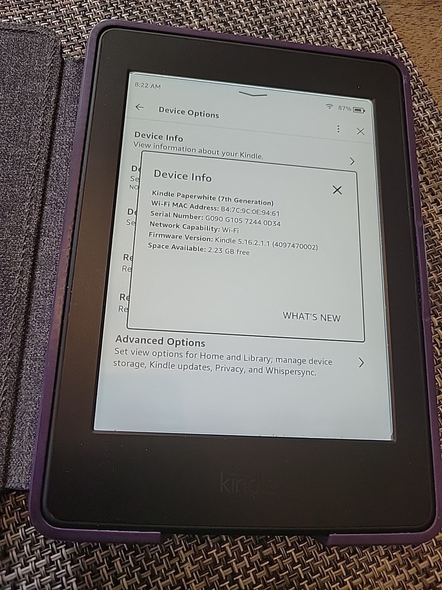 Kindle Paperwhite(第7世代)4GB 紫色カバー付き WiFi Only Amazon Kindle Paperwhite 7th Gen 4GB Black Purple Case