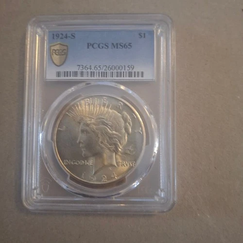1924 S Peace Silver Dollar $1  Coin - Certified PCGS MS65 - Clean and Bright