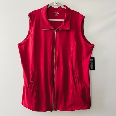 NWT Catherines Suprema Studio Womens Classic Red Zip Front Outdoors Vest Size 2X