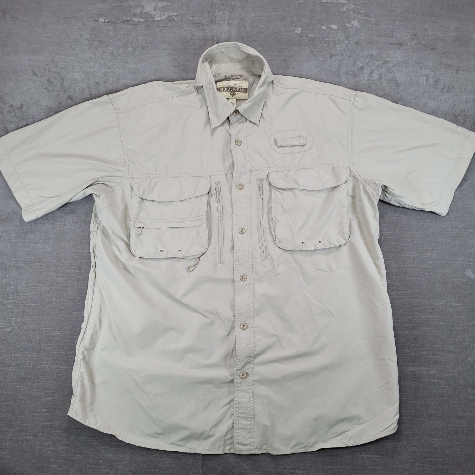 Cabelas Guidewear Mens UPF 40 Short Sleeve Fishing Shirt Size Large