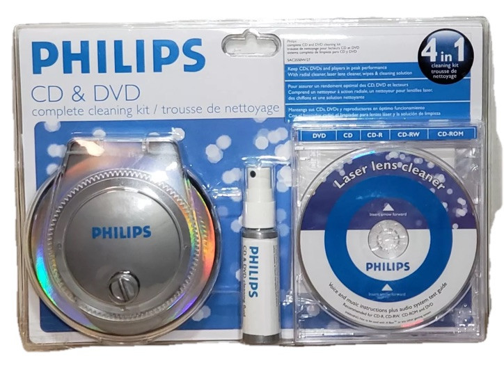 Philips CD DVD 4 In 1 Complete Disk Laser Lens Cleaning Kit System