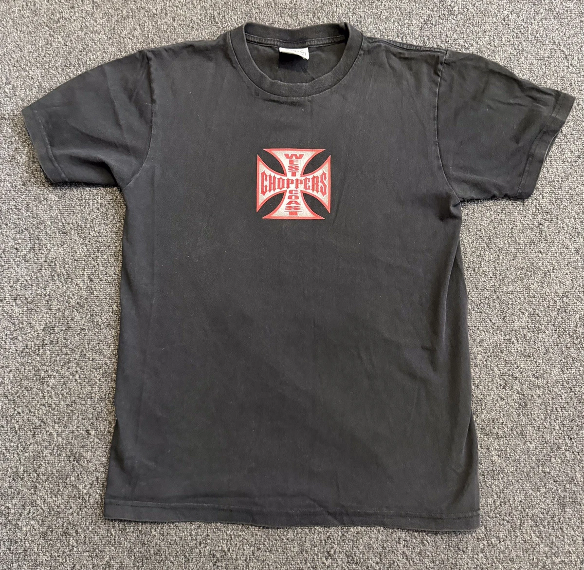 T-shirt Vintage West Coast Choppers - Motif Croix De Fer Bordeaux - Taille Ajustée - Neuf Avec étiquettes