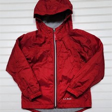 L.L. Bean Youth Fleece Lined Wind Rain Jacket Size 8 Red