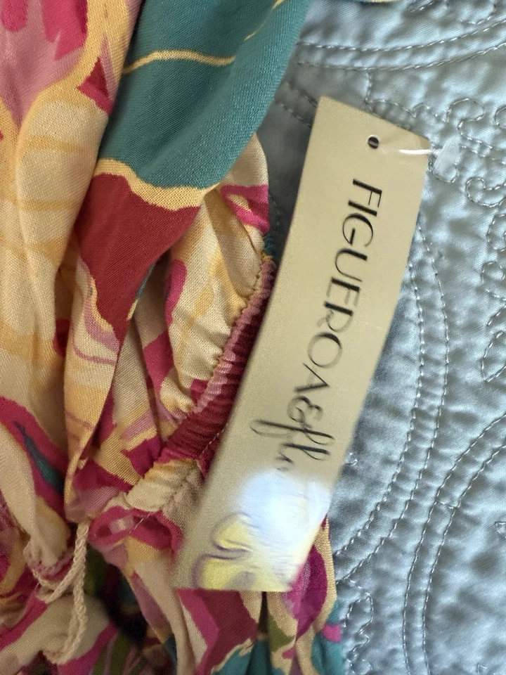 Figueroa & Flower Anthropologie Maxi 连衣裙波西米亚人造丝 L 层叠花卉波西米亚 — 第 2/4 张图片