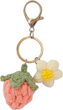 Keychain Handmade Weaving Cute Strawberry Flower Keychains for Car keys Bag
