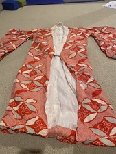 Vintage Kimono 100 Silk Cotton Lining Japanese Robe Handmade With Obi Wrap