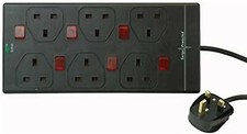 6 Gang Individually Switched Surge Protected Extension Lead Lead Power Strip