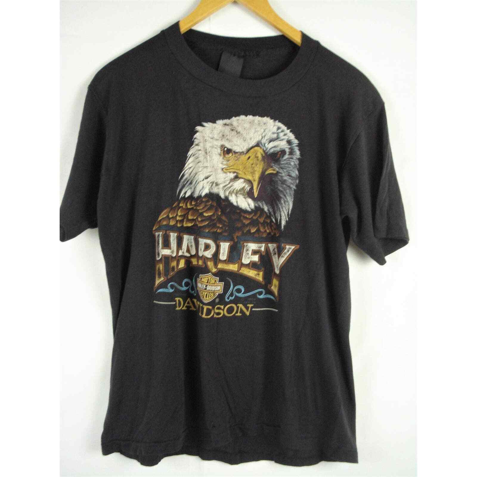 Size S 80s 3D Emblem Harley Davidson T-Shirt Vint… - image 1