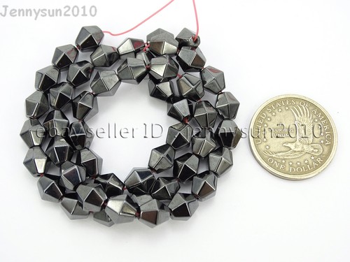 Grade AAA Natural MAGNETIC Black Hematite Gemstone Bicone Beads 16'' 6mm 8mm - Picture 8 of 14