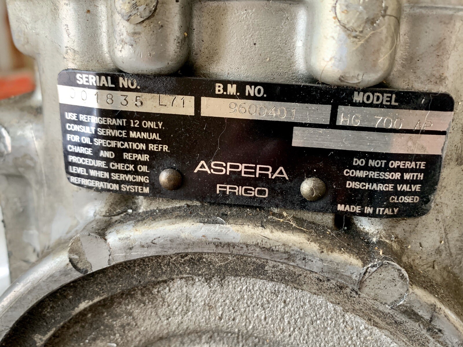 1972 Ferrari Dino 246 308 Air Conditioning A/C Compressor HG 700AP Aspera Frigo