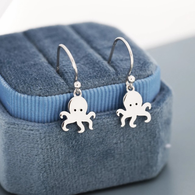 Orecchini Gancio a Goccia Polpo in Argento Sterling Orecchini Pendenti Polpo Oceano - Orecchini Gancio a Goccia Polpo in Argento Sterling Orecchini Pendenti Polpo Oceano -
