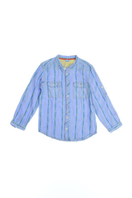 Kids blouse Roll-up Sleeves 128 sky blue