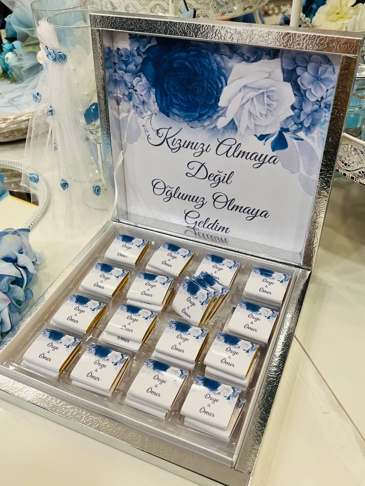 Schokobox Personalisierte Schokolade Etiketten Hochzeit Verlobung Söz Cikolatasi - Bild 3 von 4