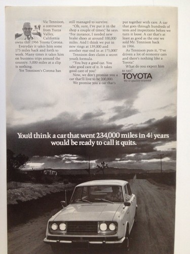  1972 Toyota Corona Print Ad