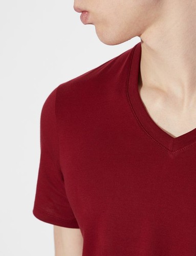 Armani Exhange Short-Sleeved Pure Pima Cotton Jersey V-Neck Tee,Scarlet Sage,L - Picture 5 of 5