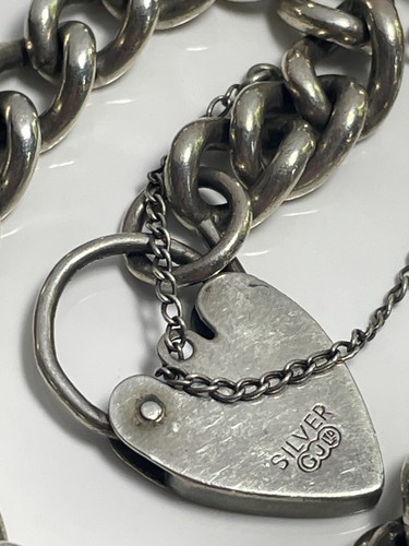 Vintage 'Georg Jensen GLtd' sterling silver 925 bracelet & heart padlock 32.14g - Picture 5 of 18