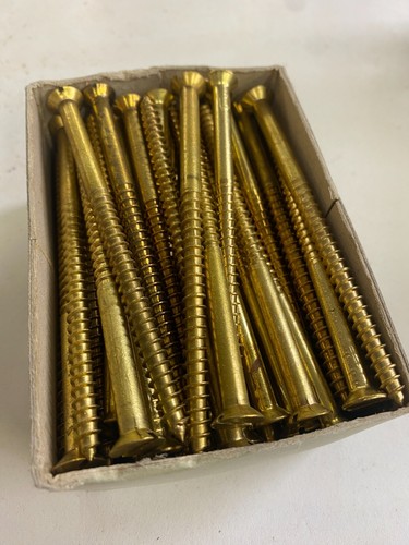 Box Brass Countersunk Screws 4" x 12 Nettlefolds GKN Slotted Head Full Box of 72 - Picture 20 of 24